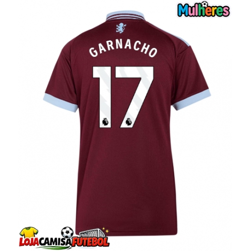 Camisa de Futebol Aston Villa Alejandro Garnacho #17 Equipamento Principal Mulheres 2026-27 Manga Curta